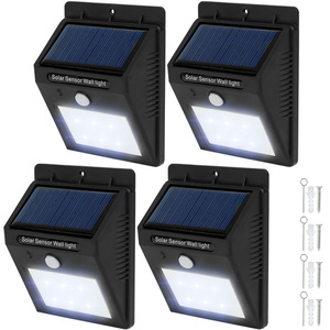 4 LED Solar Leuchten mit Bewegungsmelder - schwarz
