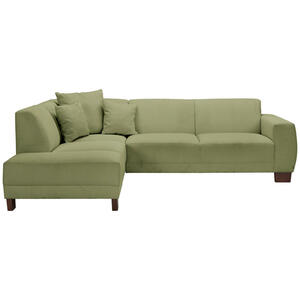 Max Winzer Ecksofa, Grün, Textil, Buche, 4-Sitzer, Ottomane links, L-Form, 214x76x188 cm, Goldenes M, Made in Europe, Rücken echt, Wohnzimmer, Sofas & Couches, Wohnlandschaften, Ecksofas