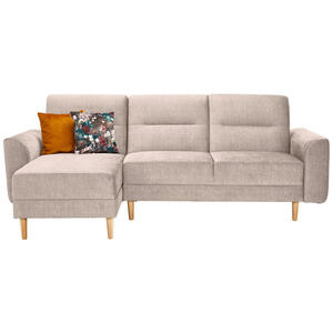 Max Winzer Ecksofa, Beige, Textil, Buche, 3-Sitzer, Füllung: Polyester, seitenverkehrt montierbar, L-Form, 240x144 cm, Goldenes M, Made in Europe, Liegefunktion, Schlafen auf Sitzhöhe, Hocker erhä