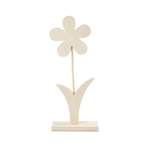 Deko-Aufsteller Blume aus Holz 23 cm natur
