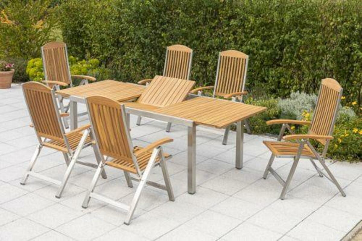 Bild 1 von GARTENTISCHGRUPPE KEROS SET 13TLG., Silberfarben, Akaziefarben