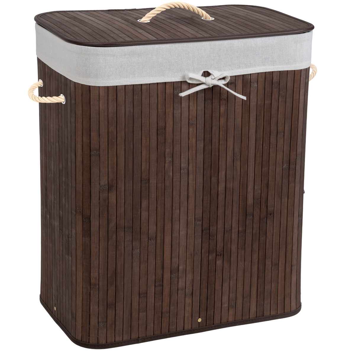 Wäschekorb mit Wäschesack eckig 100 L, braun ansehen!