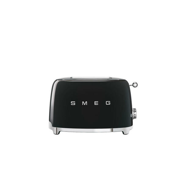 Bild 1 von Smeg Toaster 50`s Style, Schwarz, Metall, 31x19.8x19.5 cm, Auftaufunktion, Aufwärmfunktion, automatische Broterhitzung, automatischer Auswurf nach Röstende, Zentrierung der Toastscheibe, Küchenger