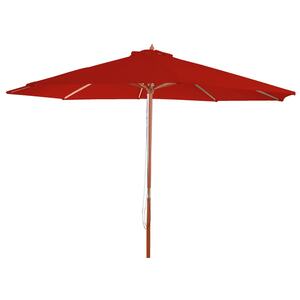 Sonnenschirm Lissabon, Gartenschirm Marktschirm, Ø 3m Polyester/Holz ~ rot