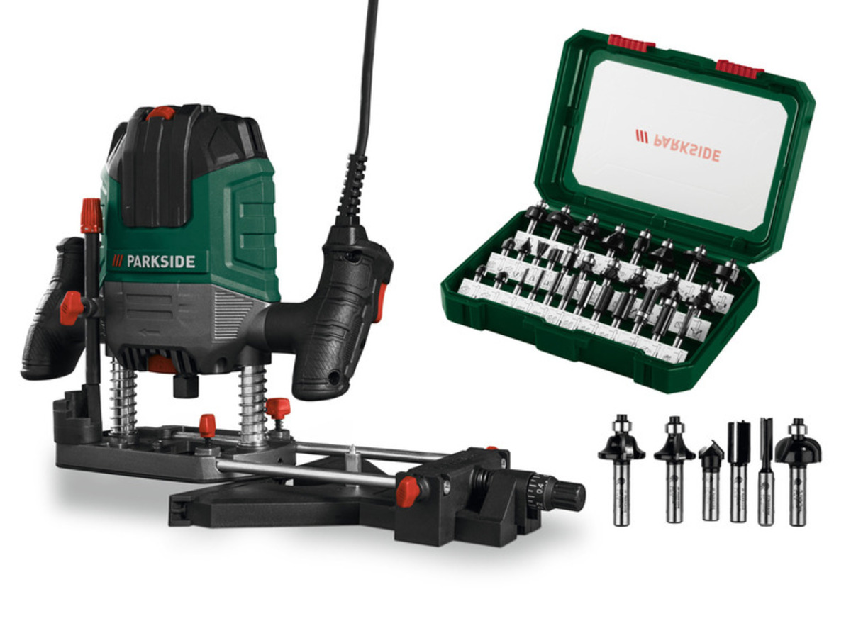 Bild 1 von PARKSIDE® Oberfräse-Set »POF 1200 D3« mit Fräsbits-Set »PFB 30 A1«