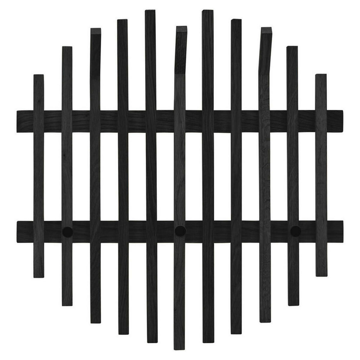 Bild 1 von Garderobenpaneel, Schwarz, Holz, Eiche, massiv, 58x60x11 cm, Aufhängemöglichkeit, Garderobe, Garderobenpaneele, Garderobenpaneele