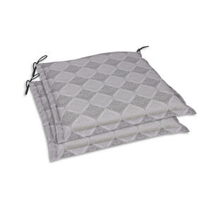 Gartensitzkissenset, Grau, Textil, 2-teilig, Raute, Füllung: Schaumstoff, Vlies, 45x5x47 cm, Oeko-Tex® Standard 100, pflegeleicht, hochwertige Qualität, langlebig, für den Außenbereich geeignet,