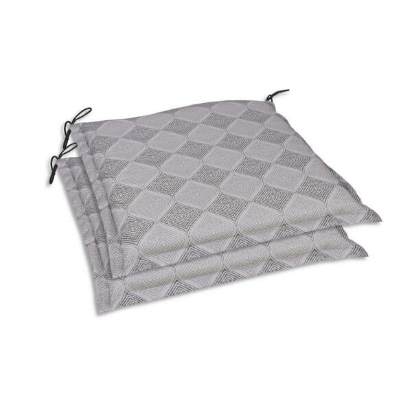 Bild 1 von Gartensitzkissenset, Grau, Textil, 2-teilig, Raute, Füllung: Schaumstoff, Vlies, 45x5x47 cm, Oeko-Tex® Standard 100, pflegeleicht, hochwertige Qualität, langlebig, für den Außenbereich geeignet,