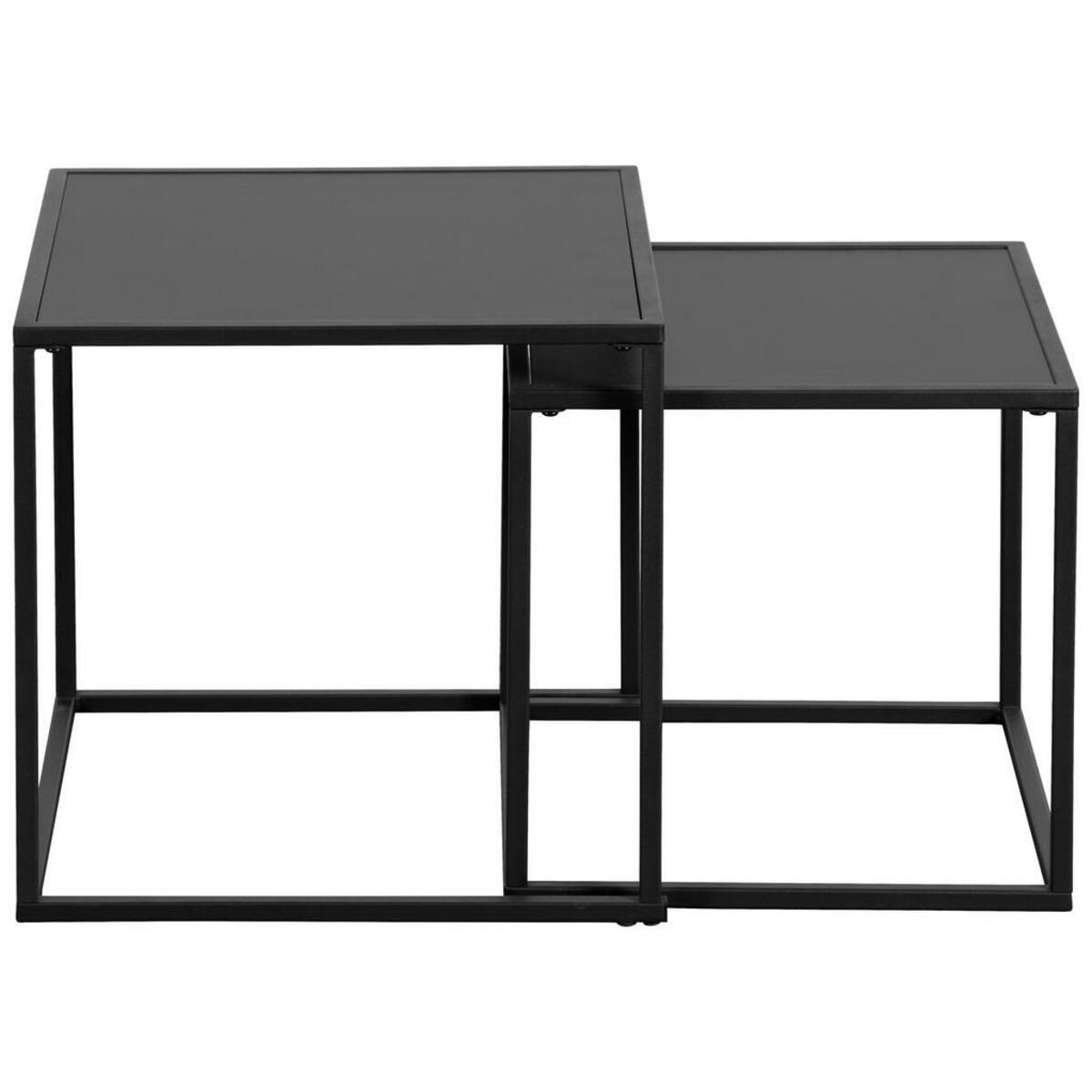 Bild 1 von Boxxx Satztisch, Schwarz, Metall, 2-teilig, quadratisch, Flachrohr, 40x40x40 cm, Bsci, einfacher Aufbau, Wohnzimmer, Wohnzimmertische, Satztische