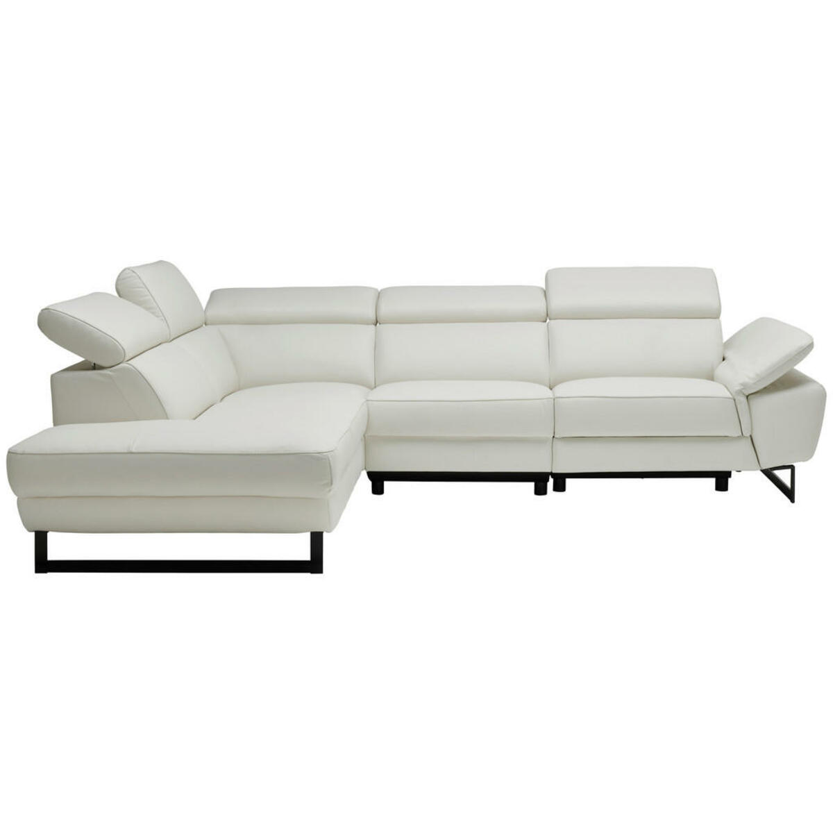 Bild 1 von Celina Home Ecksofa, Weiß, Leder, Echtleder, Rindleder, 5-Sitzer, Ottomane links, L-Form, 281x225 cm, Made in EU, Lederauswahl, Stoffauswahl, seitenverkehrt erhältlich, Hocker Rücken echt, Wohnzim