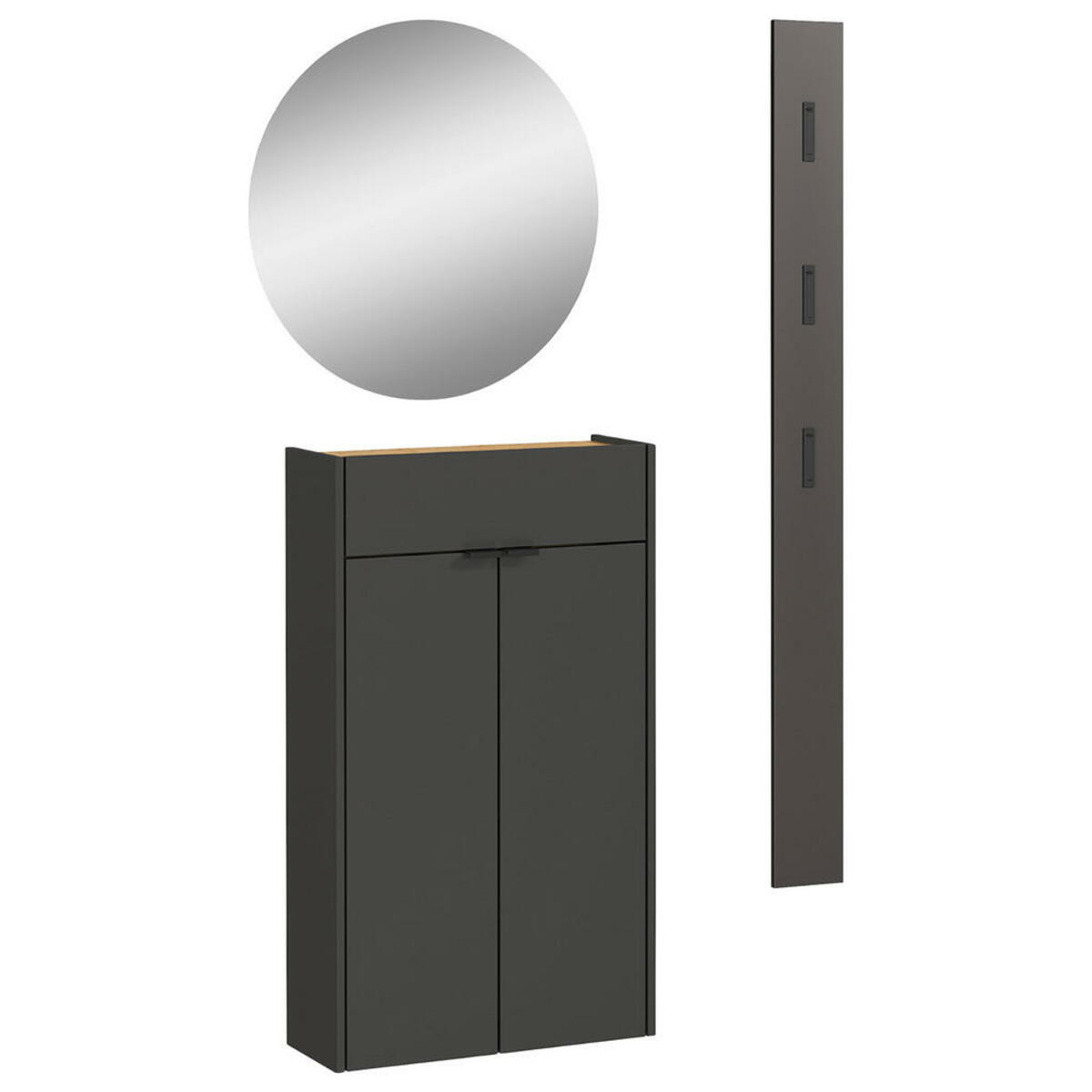 Bild 1 von Garderobe, Graphit, Eiche, Glas, 3-teilig, 86x200x22 cm, Garderobe, Garderoben-Sets