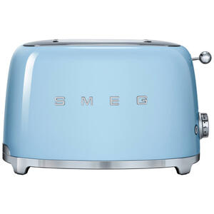 Smeg Toaster 50´s Style, Hellblau, Metall, 31x19.8x19.5 cm, Krümelschublade, Auftaufunktion, Aufwärmfunktion, automatischer Auswurf nach Röstende, automatische Zentrierung der Toastscheibe, Bagel