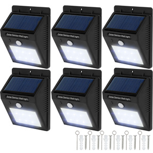 6 LED Solar Leuchten mit Bewegungsmelder - schwarz