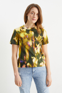 C&A T-Shirt-gemustert, Gelb, Größe: XS