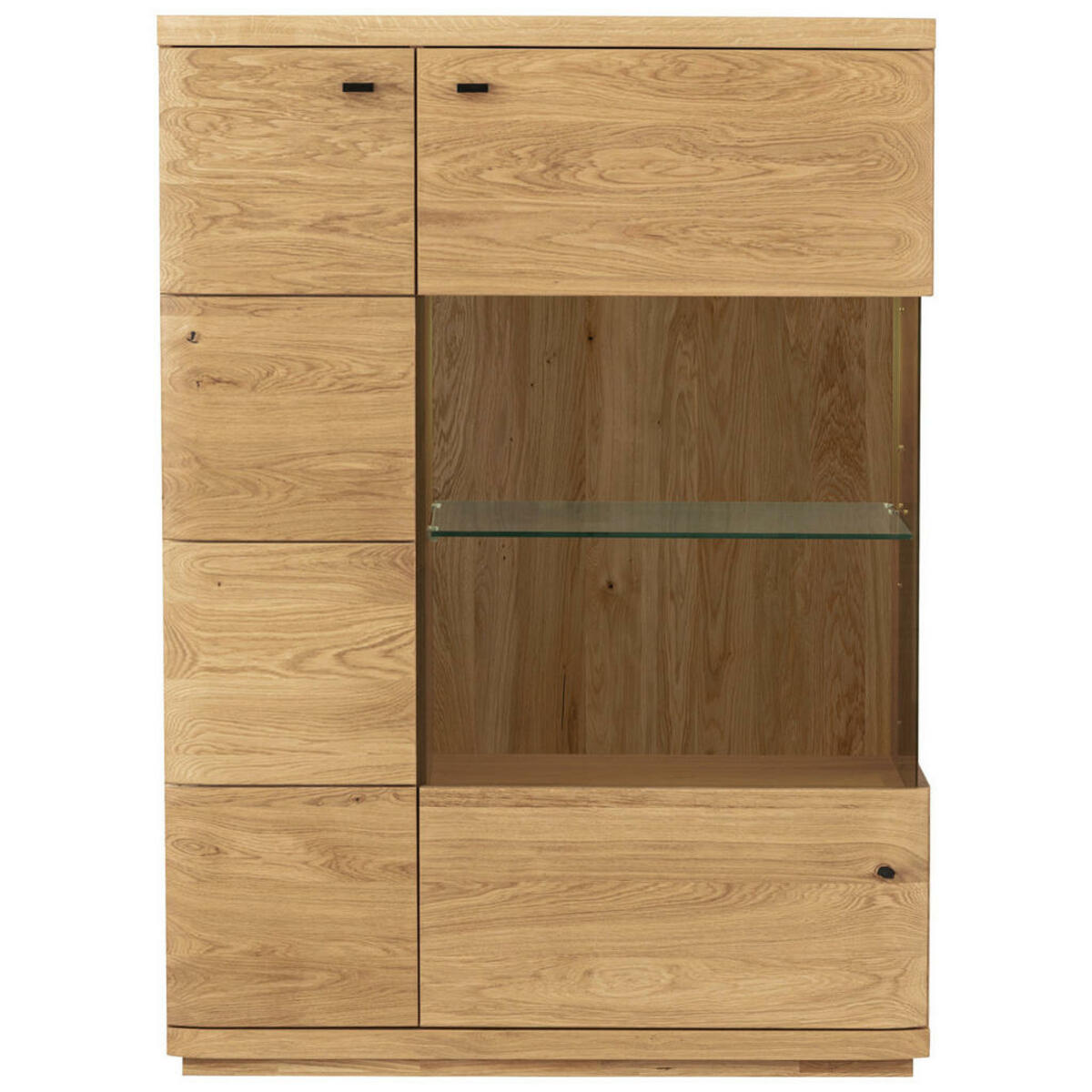 Bild 1 von Linea Natura Highboard, Eiche, Holz, Glas, Eiche,Eiche,Eiche,Eiche, massiv, 6 Fächer, 99x141x38 cm, stehend, Wohnzimmer, Kommoden & Sideboards, Highboards
