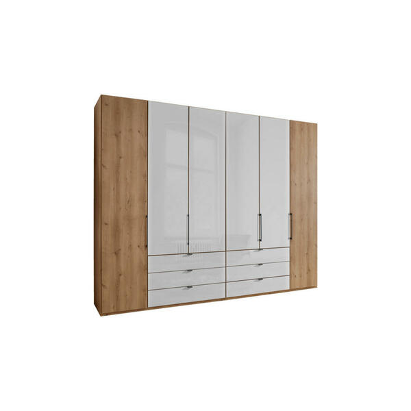 Bild 1 von Dieter Knoll Falttürenschrank, Weiß, Eiche Bianco, Holzwerkstoff, 8 Fächer, 6 Schubladen, 300x216x58 cm, ISO 9001, Goldenes M, Made in Germany, Beimöbel erhältlich, umfangreiches Zubehör in ver