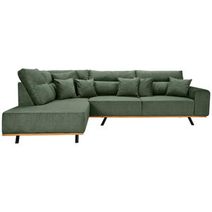 Max Winzer Ecksofa, Grün, Textil, 3-Sitzer, Füllung: Schaumstoff, Ottomane links, L-Form, 295x217 cm, Goldenes M, Made in Europe, Rücken echt, Wohnzimmer, Sofas & Couches, Wohnlandschaften, Ecksof