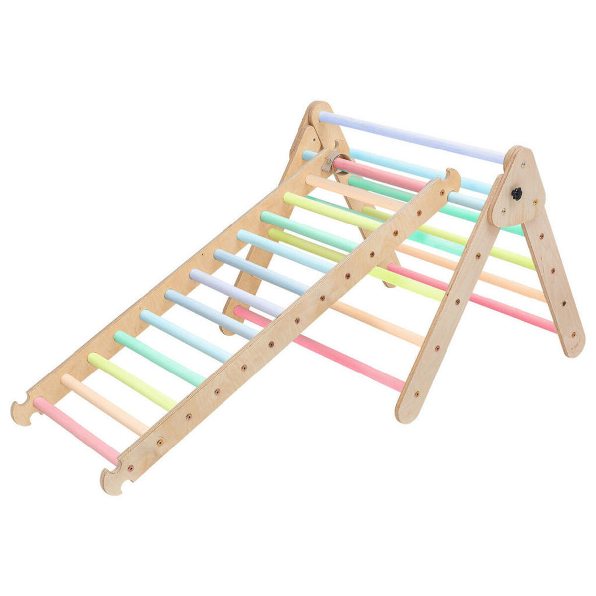 Bild 1 von Klettergerüst, Gelb, Lila, Natur, Orange, Rot, Pastellgrün, Pastellblau, Holz, 120x62x71 cm, EN 71, Spielzeug, Kinderspielzeug, Sonstiges Spielzeug