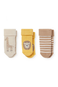 C&A Multipack 3er-Safari-Erstlings-Socken mit Motiv, Gelb, Größe: 10-11