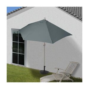 Sonnenschirm halbrund Lorca, Halbschirm Balkonschirm, UV 50+ Polyester/Alu 3kg ~ 300cm anthrazit mit Ständer