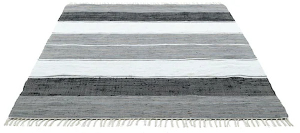Bild 1 von THEKO Teppich »Stripe Cotton«, rechteckig, Flachgewebe, gestreift, reine Baumwolle, handgewebt, mit Fransen