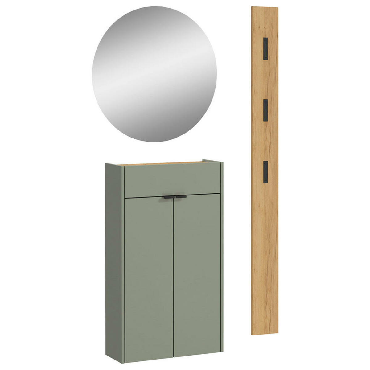 Bild 1 von Garderobe, Grün, Eiche, Glas, 3-teilig, 86x200x22 cm, Garderobe, Garderoben-Sets