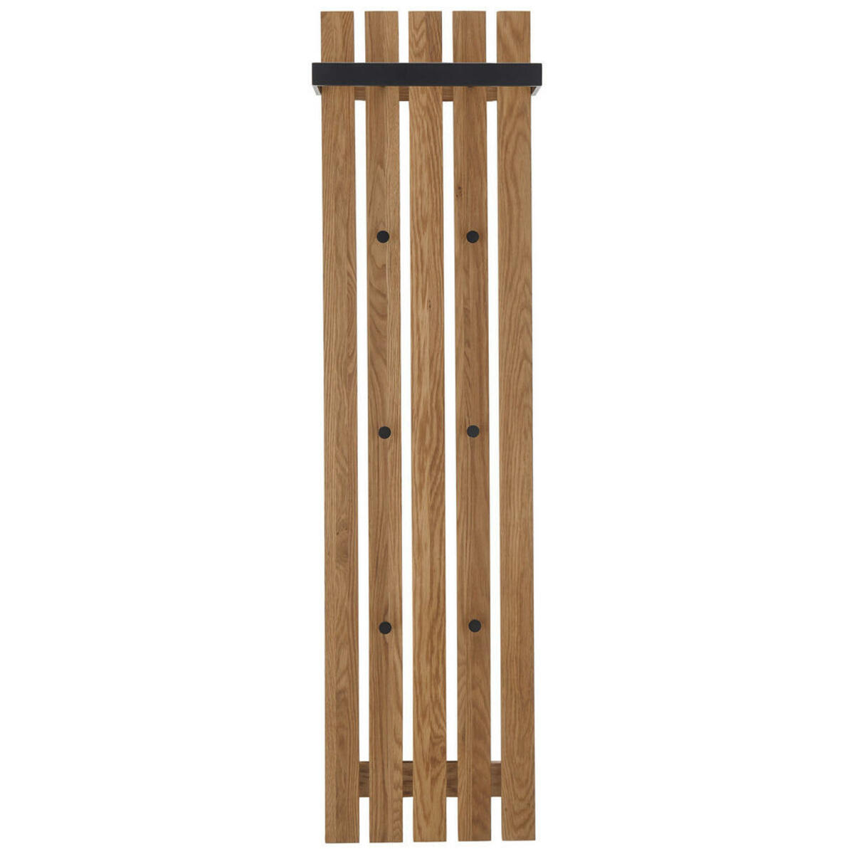 Bild 1 von Garderobenpaneel, Natur, Schwarz, Holz, Metall, Eiche, massiv, 40x150x22 cm, Aufhängemöglichkeit, Kleiderstange, Garderobe, Garderobenpaneele, Garderobenpaneele