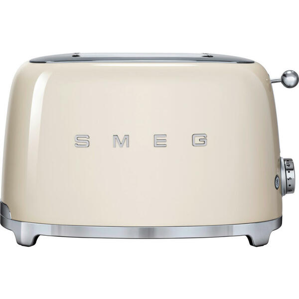Bild 1 von Smeg Toaster 50´s Style, Creme, Chrom, Metall, 31x19.8x19.5 cm, Krümelschublade, Auftaufunktion, Aufwärmfunktion, Schnellstoppfunktion, automatischer Auswurf nach Röstende, automatische Zentrieru
