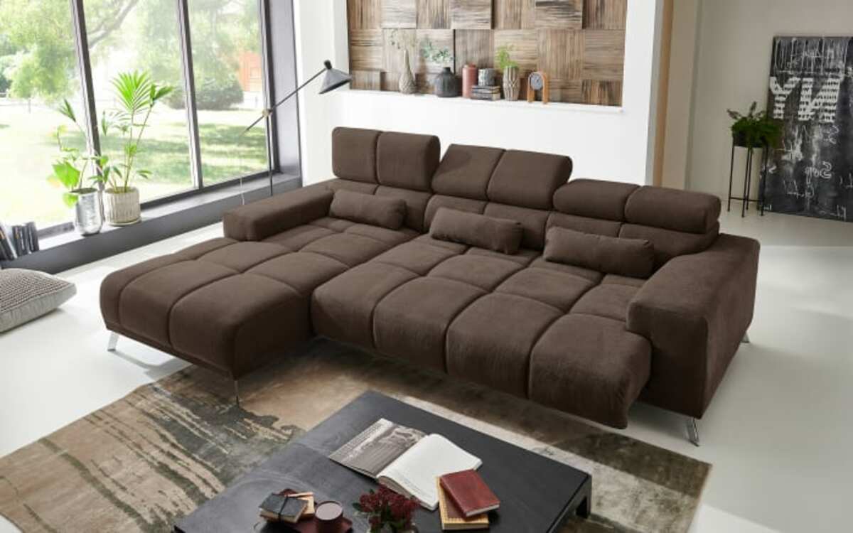 Bild 2 von Puris - Wohnlandschaft Speed, braun, Ottomane links, inkl. Funktionen