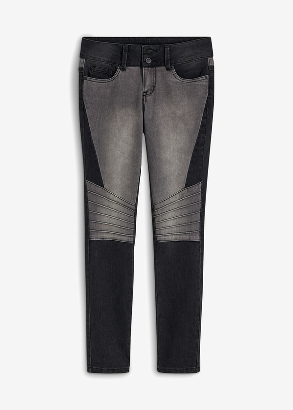 Bild 1 von Zweifarbige Skinny Jeans mit Teilungsnähten, 36, Schwarz