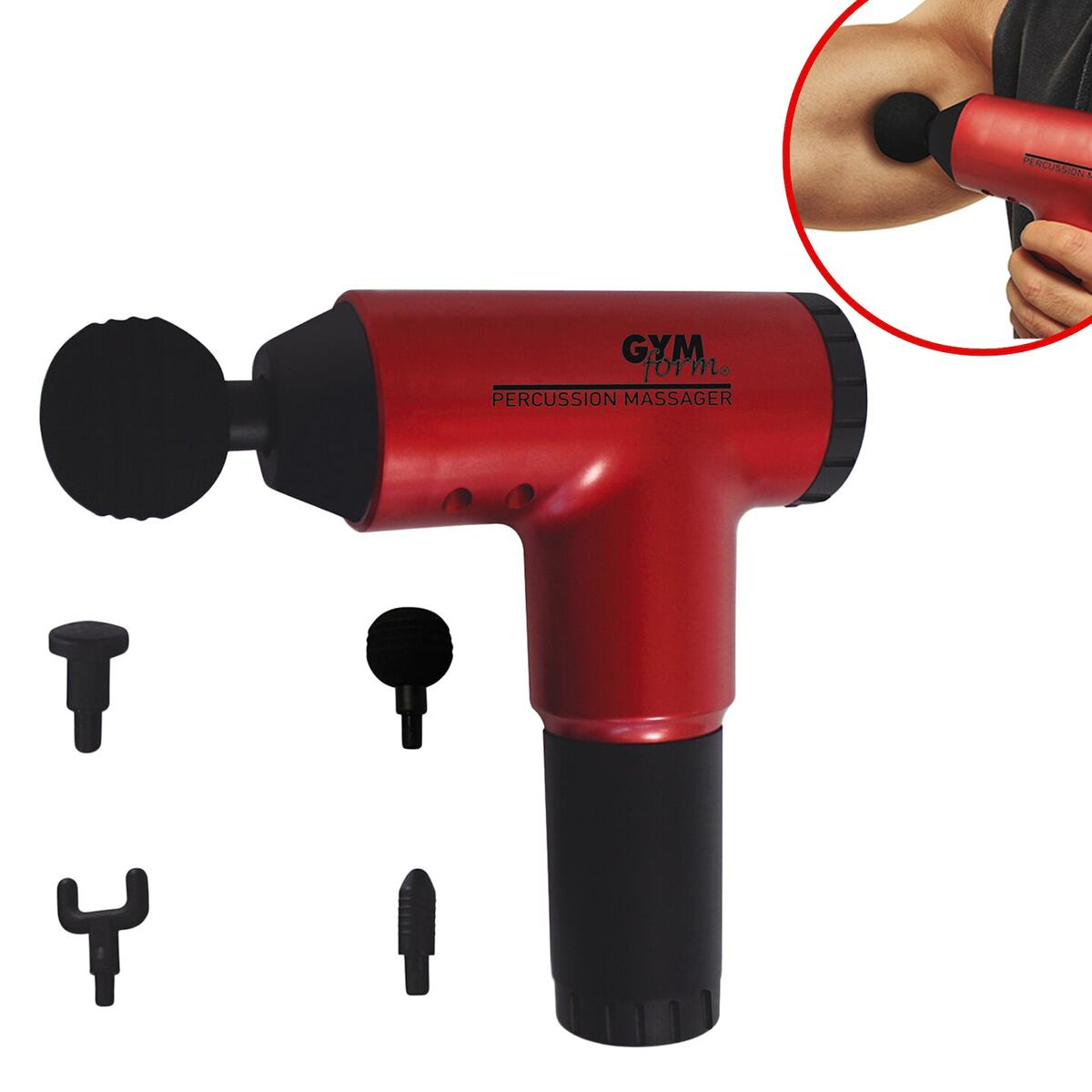 Bild 1 von Gymform® Massagepistole Massage Gun mit 4 Massageköpfen Percussion Massager