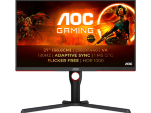 AOC Q27G3XMN 27 Zoll QHD Gaming Monitor (1 ms Reaktionszeit, 180 Hz), Schwarz