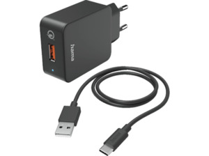 HAMA USB-C Qualcomm® Quick Charge™ 3.0 Ladegerät Universal, 3.6 - 12 Volt 19.5 Watt, Schwarz, Schwarz