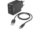 Bild 1 von HAMA USB-C Qualcomm® Quick Charge™ 3.0 Ladegerät Universal, 3.6 - 12 Volt 19.5 Watt, Schwarz, Schwarz