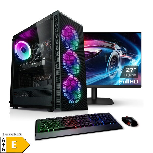 Bild 1 von Gaming PC mit 27 Zoll TFT Viper IV AMD Ryzen 5 4600G, 16GB DDR4, AMD Vega Grafik, 500GB SSD, WLAN