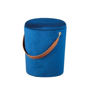 CASAVANTI Hocker PAPUA blau 35 x 45 x 35 cm - Sitzhocker - Pouf mit Stauraum und Griff - Sitzhöhe 45 cm - Bezug Samtvelours