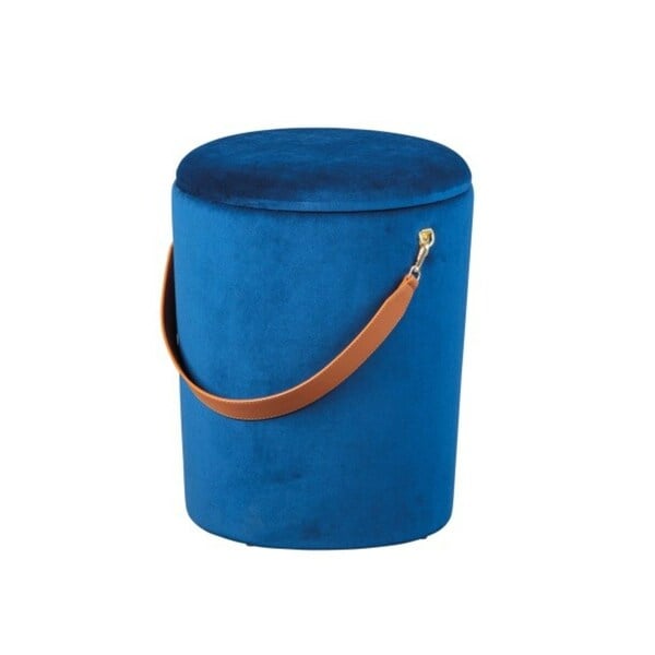 Bild 1 von CASAVANTI Hocker PAPUA blau 35 x 45 x 35 cm - Sitzhocker - Pouf mit Stauraum und Griff - Sitzhöhe 45 cm - Bezug Samtvelours