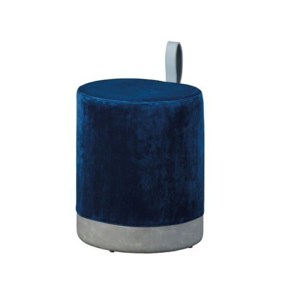 Bild 1 von CASAVANTI Hocker OSANE blau 38 x 43 x 32,5 cm - Pouf mit Griff - gepolstert - Sitzhöhe 43 cm - Bezug Samtvelour