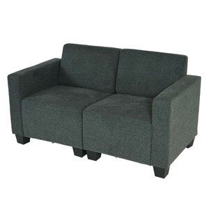Modular 2-Sitzer Sofa Couch Moncalieri, Stoff/Textil ~ anthrazit-grau