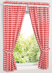 Vorhang mit Raffhalter (2er Pack), 2 (H/B: 145/80 cm), Rot