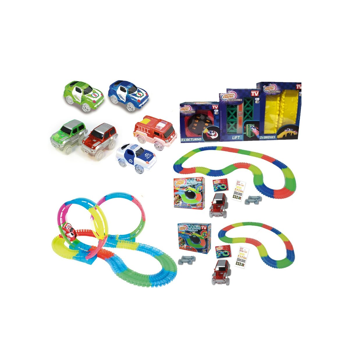 Bild 1 von Fantastic Tracks® Autorennbahn Rennstrecke 516 Teile Fantastic Tracks Mega Set