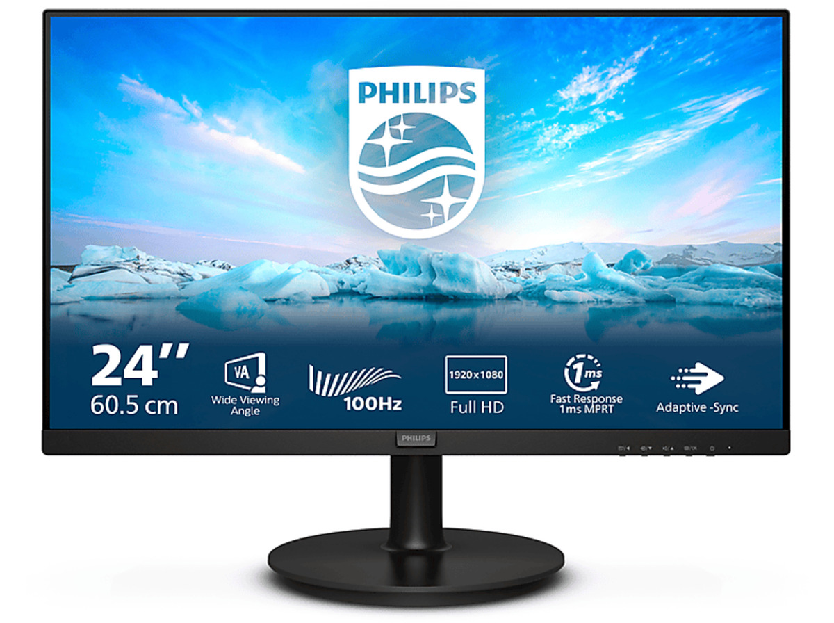 Bild 1 von PHILIPS 241V8LAB 23,8 Zoll Full-HD Monitor (4 ms Reaktionszeit, 100 Hz), Schwarz