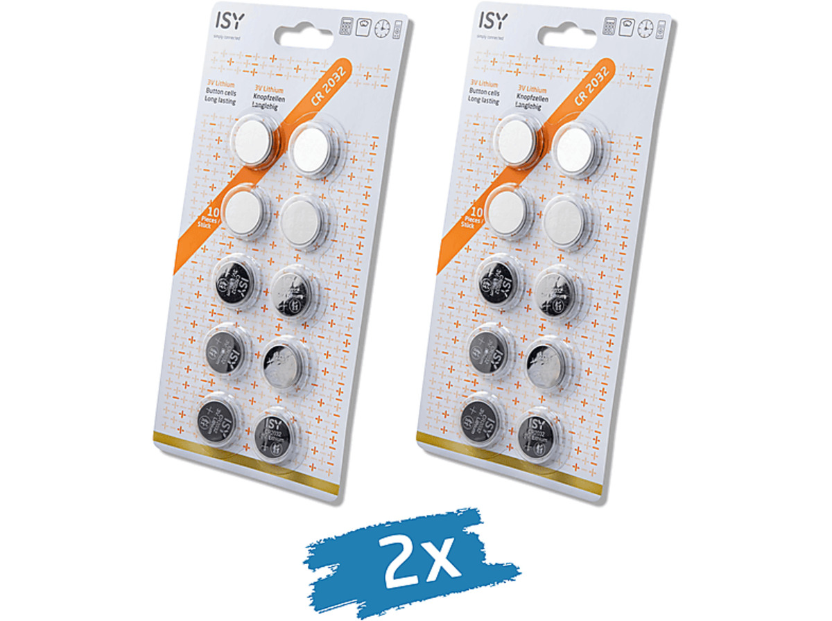 Bild 1 von ISY IBA-3032 CR 2032 3V Knopfzelle, 3 Volt 20 Stück, Silber