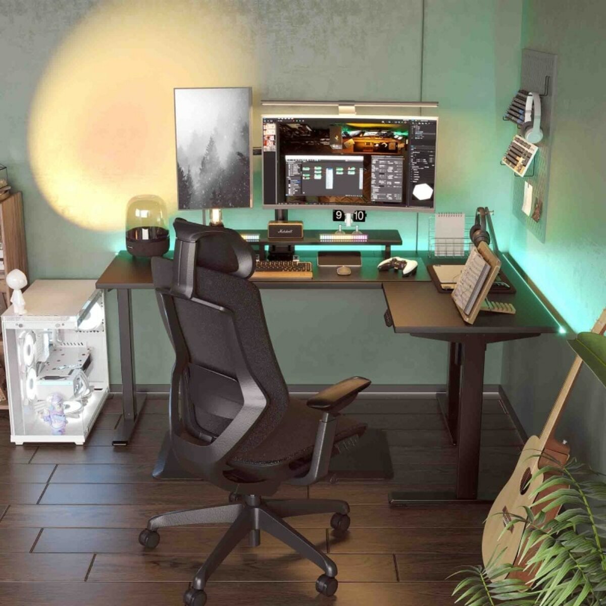 Bild 1 von FlexiSpot Höhenverstellbarer Eckschreibtisch E2L mit 3-Beinen, Schwarz