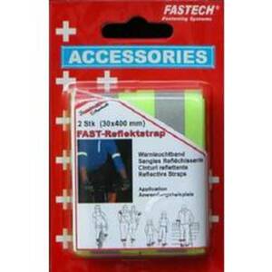 FASTECH® 788-777KC Klettband mit Reflektor, zum Aufnähen Haft- und Flauschteil (L x B) 400 mm x 30 mm Neongelb 2 St.