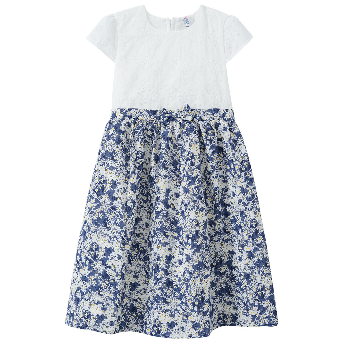 Bild 1 von Festliches Mädchen Kleid mit Schleife WEISS / BLAU