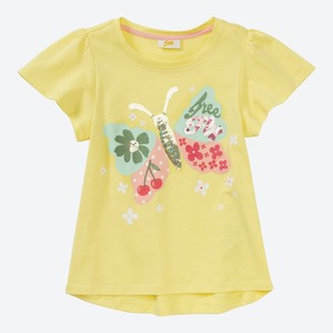 Mädchen-T-Shirt mit Schmetterlings-Stickerei, Yellow