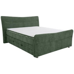 Esposa Boxspringbett, Dunkelgrün, Textil, H3 + H4, Höhe ca. 18 cm, 180x200 cm, Bettkasten, Topper durchgehend, Matratze in verschiedenen Härtegraden erhältlich, Schlafzimmer, Betten, Doppelbetten