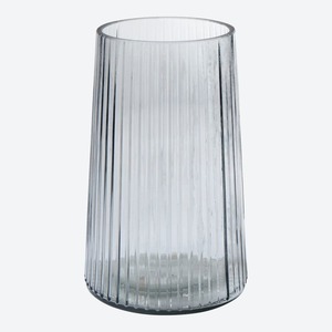 Glas-Vase mit Rillen, Ø ca. 13x20cm, Gray