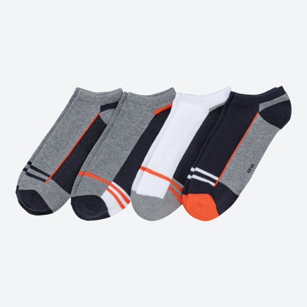 Bild 1 von Herren-Sneaker-Socken mit Kontrast-Streifen, 4er-Pack, Gray